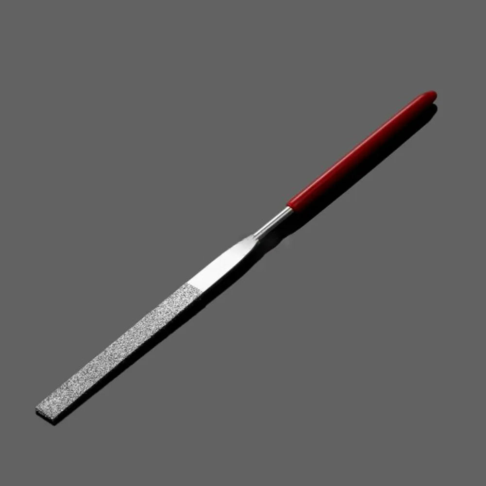 Needle File Non-slip Handle DIY Red Plastic Metal Stone Grinding Flat