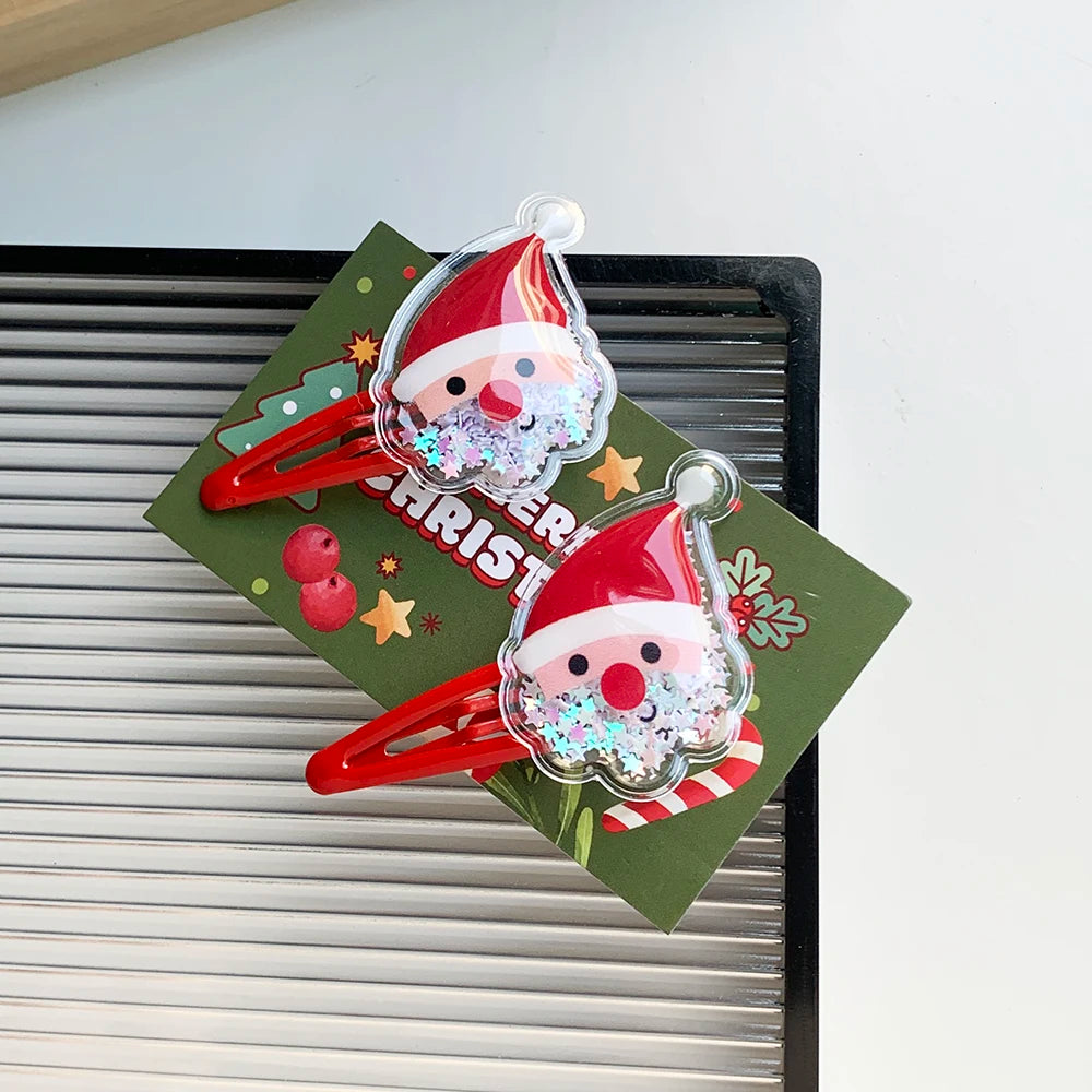 2-Pack Christmas Hairpins – Festive Tree, Santa & Deer Design Peaceful Pleasures Health and Wellness Santa Claus style China Mainland