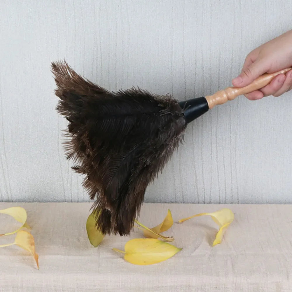 Feather Duster Wooden Handle Duster Anti-static Dust Removal Dusters Ostrich Duster Feather Fur Brush For Home Cleaning Tools Peaceful Pleasures Health and Wellness