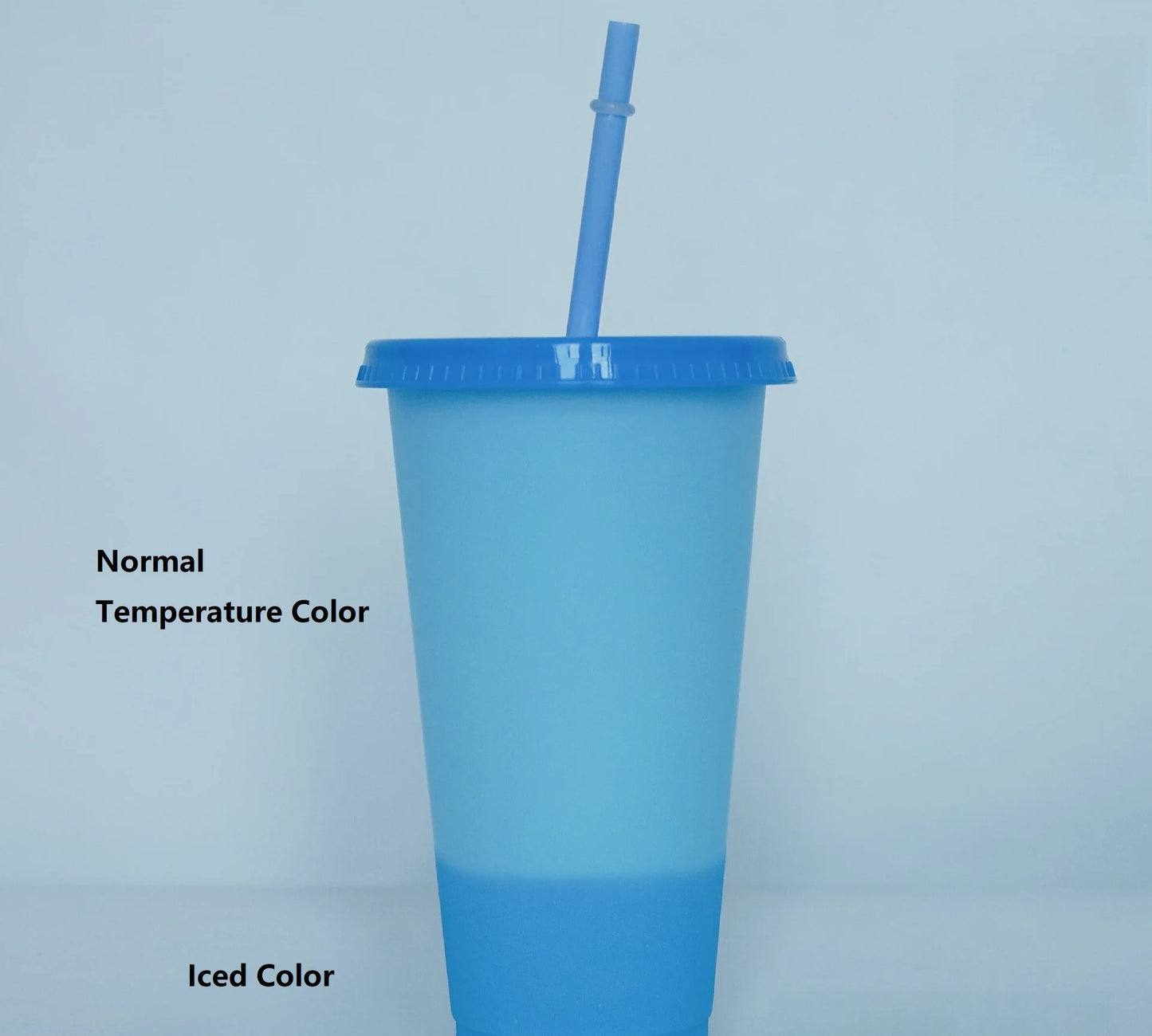 5PCS Plastic Cute Cold Cups with Lids and Straws for Iced Coffee 24 oz Color Changing Reusable for Adults Kid Women Party Peaceful Pleasures Health and Wellness 5pcs Blue