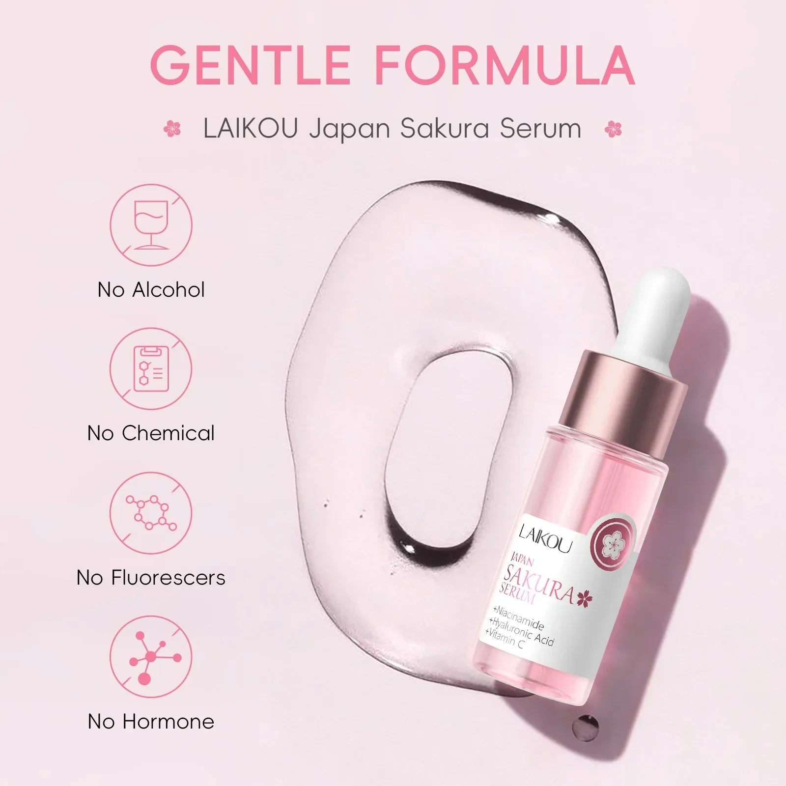 LAIKOU Sakura Face Serum Wrinkle Essence Brightening Essence Shrink Pores Moisturizing Skin Care 17ml or 30ml Peaceful Pleasures Health and Wellness
