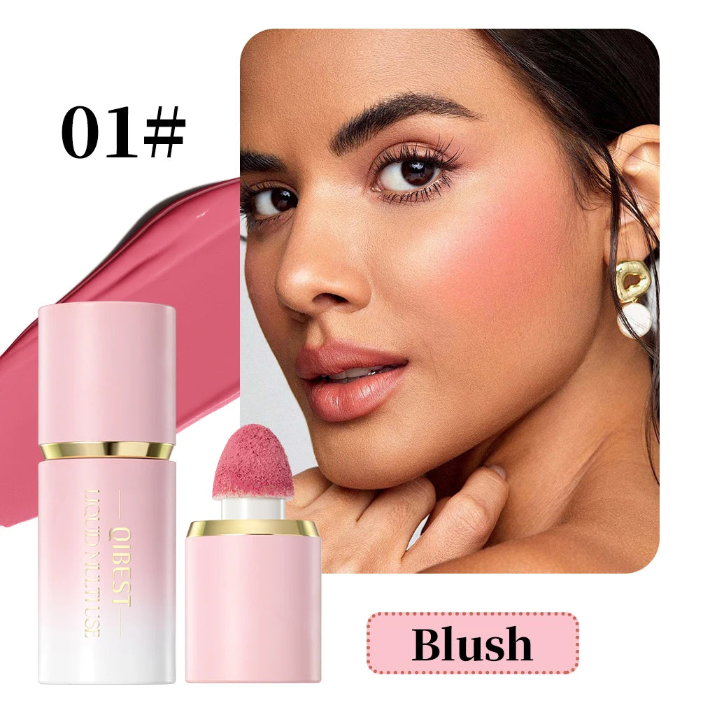 QIBEST Liquid Blush Natural Cream Cheek Eye Tint Blush Multi-use Makeup Stick Liquid Contouring Highlighter Brighten Cosmetics Peaceful Pleasures Health and Wellness 01