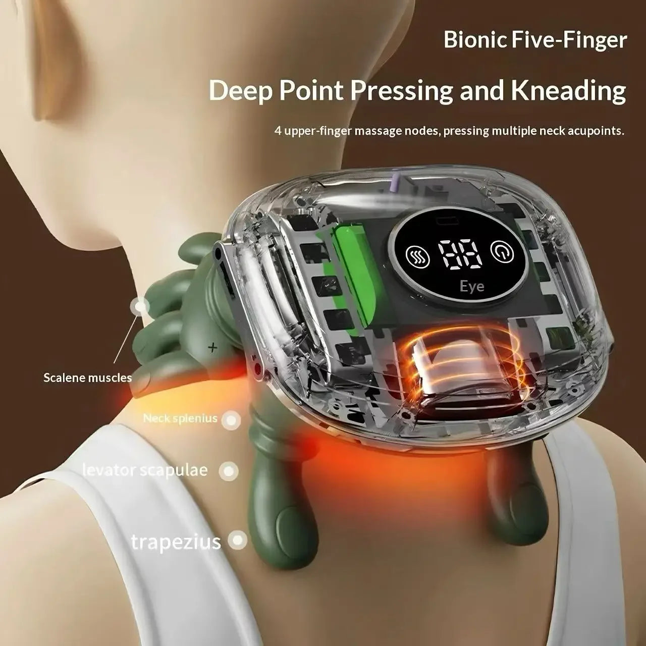 2026 New LCD Display 4D Simulated Hand Shoulder Neck Massager Cervical Massager for Trapezius Muscle Neck Massage Birthday Gift Peaceful Pleasures Health and Wellness