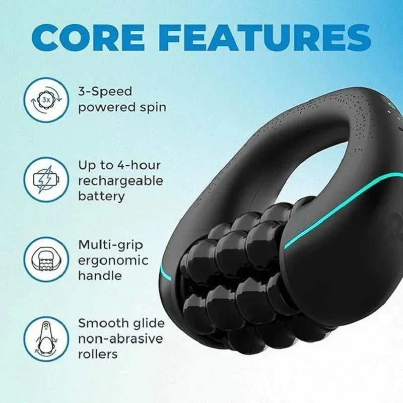 Mini Rolling Percussive Massager Whole Body Fatigue Relief Deep Tissue and Muscle Recovery Rechargeable Powerful 3-Speed Spin Peaceful Pleasures Health and Wellness