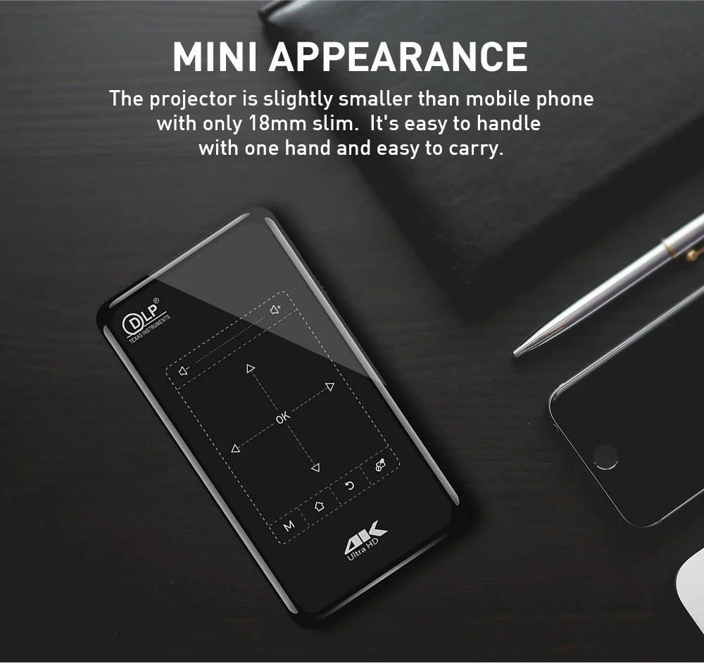 P09-II Portable DLP Mini Pocket Projector Android 9.0 2GB RAM 32GB ROM WIFI5 BT4.2 4K HD Beamer Home Cinema LED Video Projector Peaceful Pleasures Health and Wellness