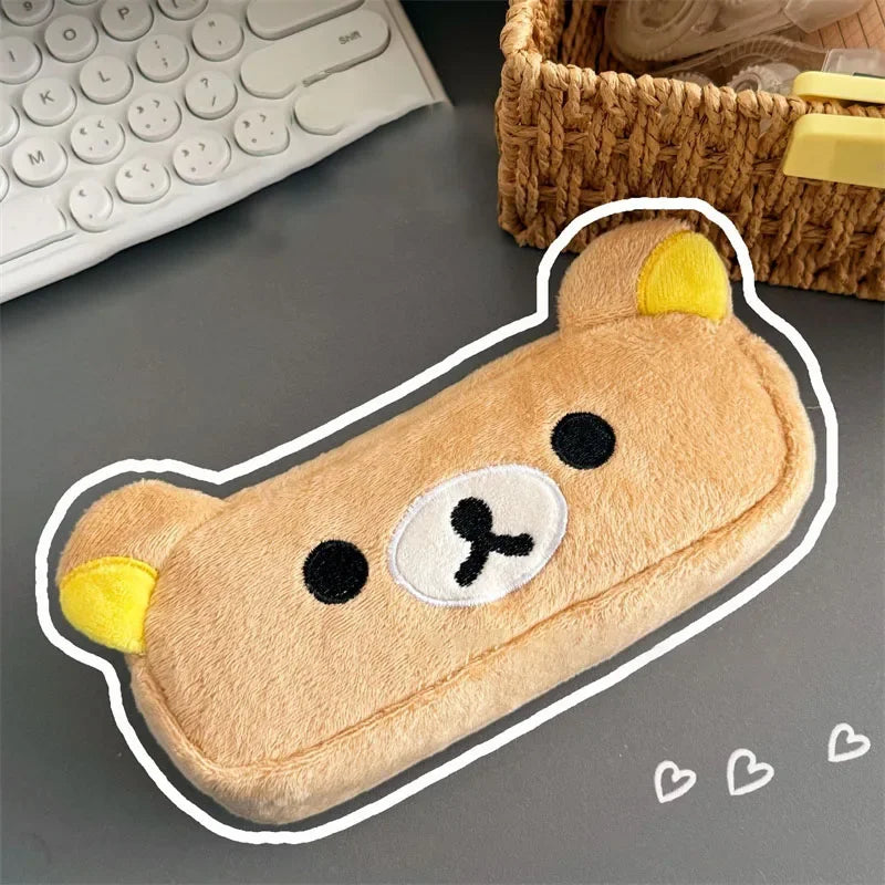Kawaii Rilakkuma Pencil Cases For Kids Girls Cute Cartoon Bear Pencil Pouch Organizer Pen Bag School Stationeries Gifts Ins Hot Peaceful Pleasures Health and Wellness