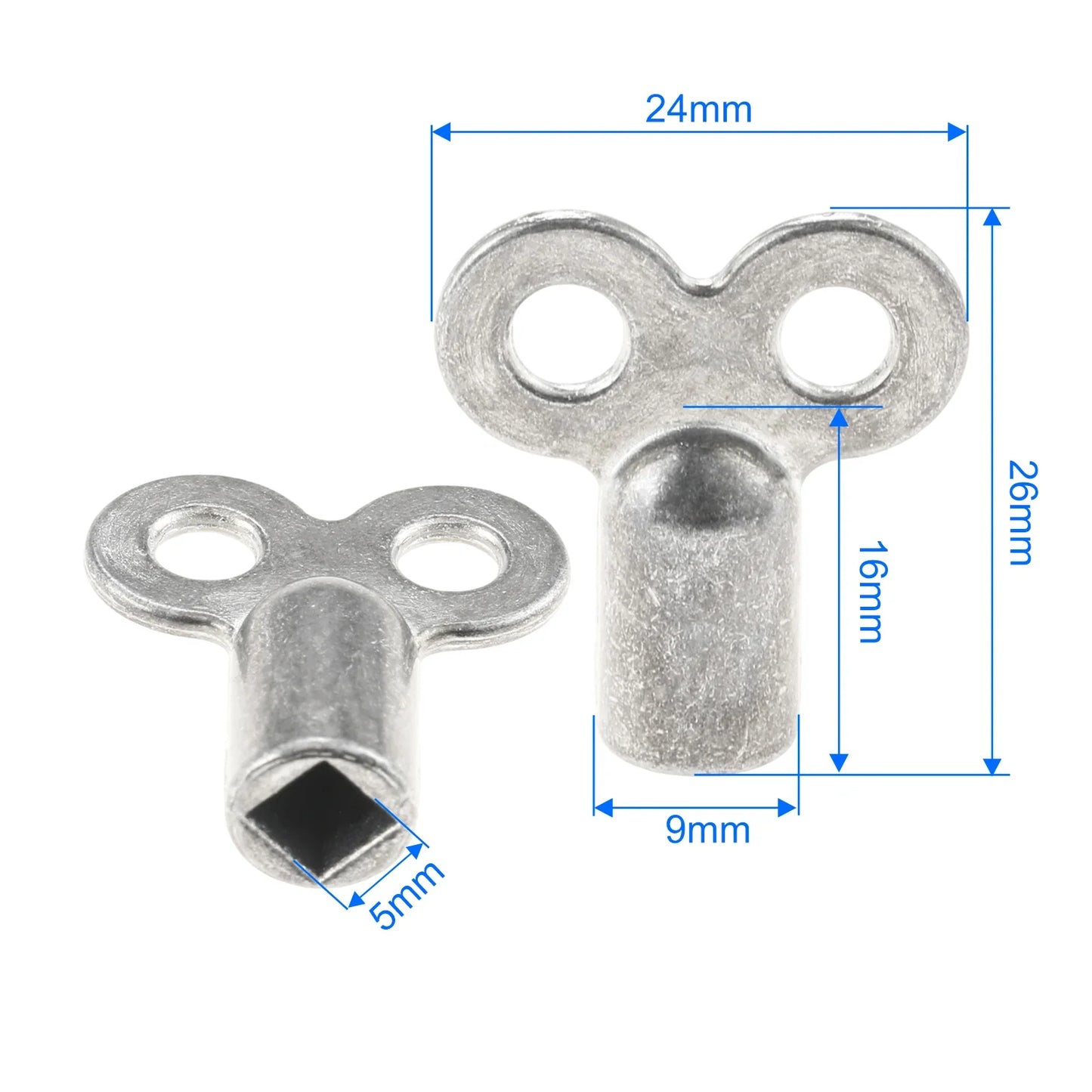 2-Pack Zinc Alloy Radiator Bleed Key | 5mm Square Socket