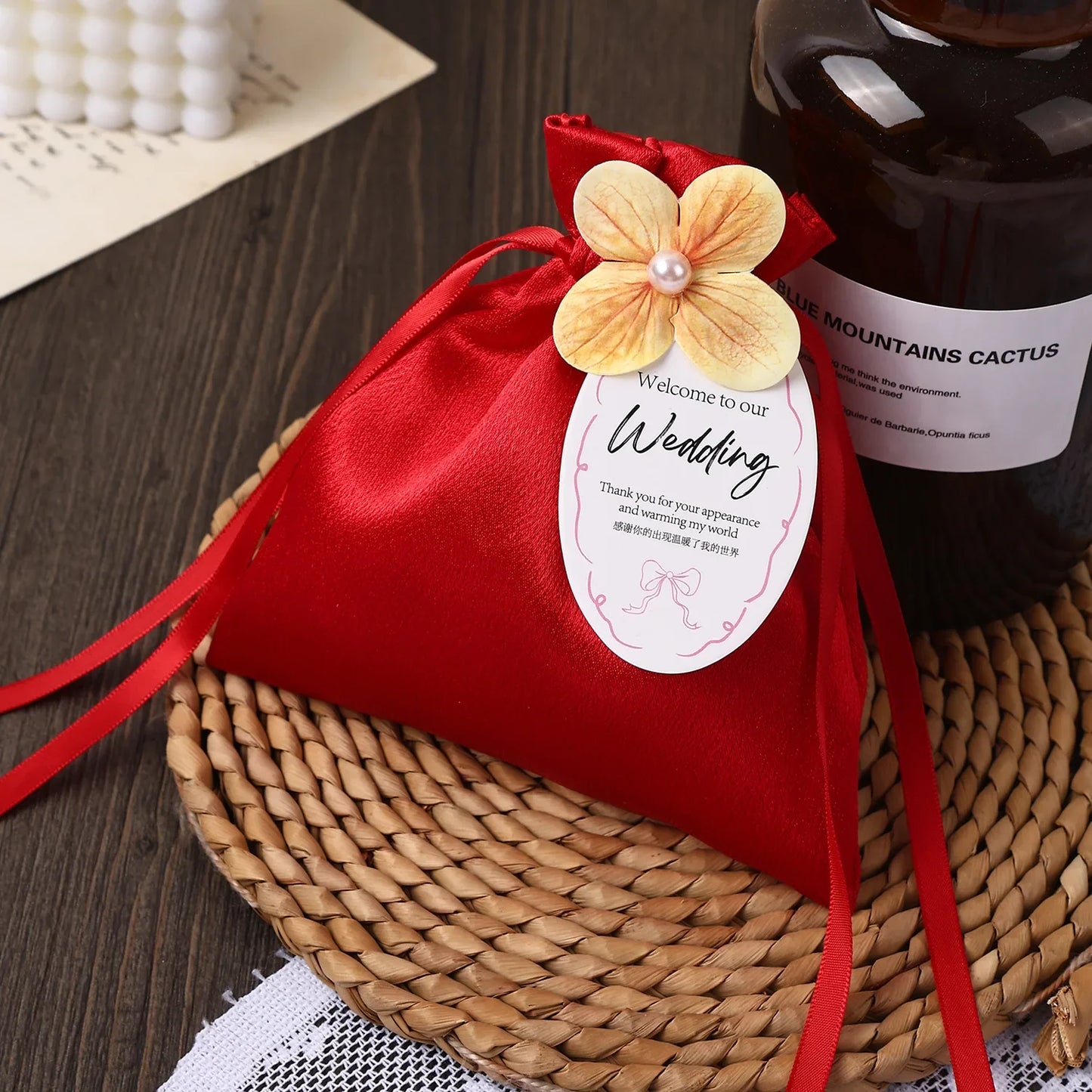 Velvet Drawstring Gift Bag with Bow | Wedding & Party Favor Pouch