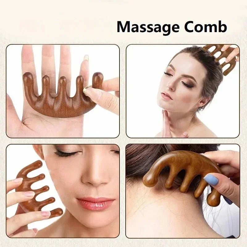Wooden Scalp Massage Comb | Hair & Scalp Stimulating Tool Scalp Massage Comb Peaceful Pleasures Health and Wellness