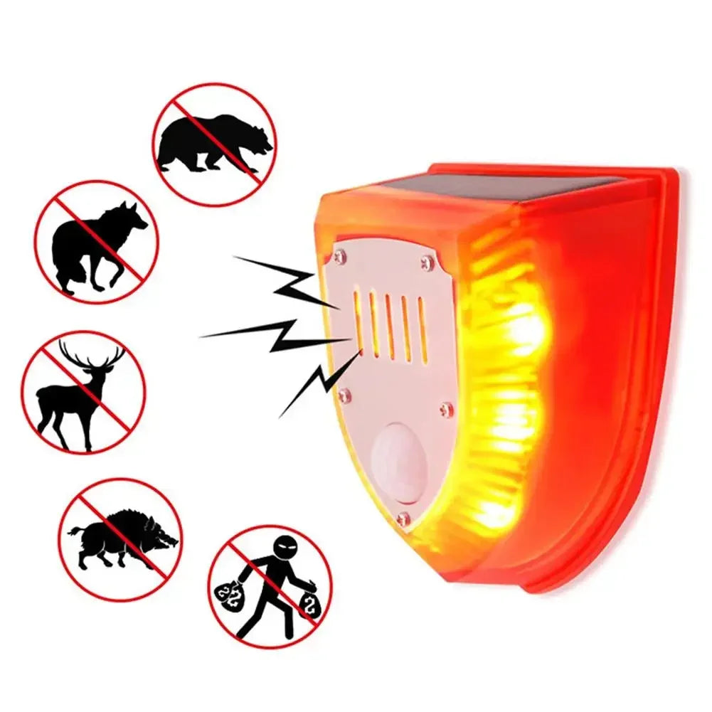 Outdoor Solar Security Siren 3 Modes Motion Sensor Alarm Animal Repeller Driver For Villa Farm Yard Garden Dog Wild Boar Driver Peaceful Pleasures Health and Wellness Default Title