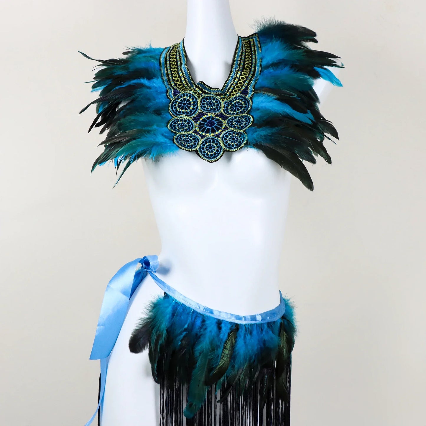Cosplay Punk Goth Feather Collar Shoulder Women Lace Bolero Jacket