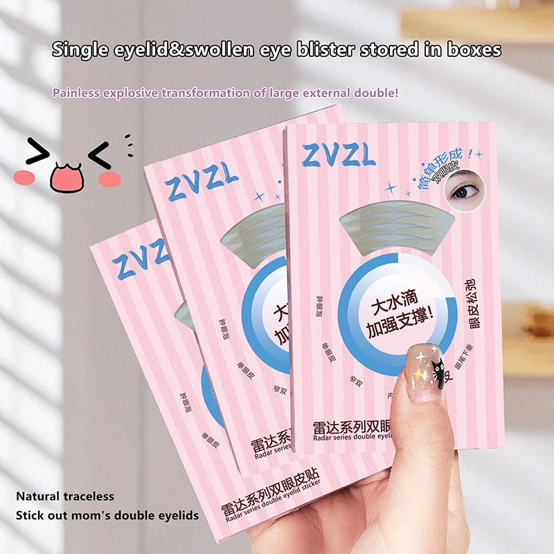 256 Patches Double Eyelid Tape Beige Self-Adhesive Eye Makeup Stickers Transparent Invisible Double Eyelid Tape Big Eyes Makeup Peaceful Pleasures Health and Wellness