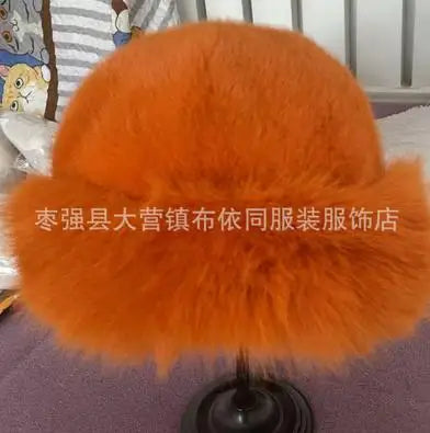 Furry Hats For Women, Autumn Winter Korean Style Warm Hats, Solid Color Flattering Mongolian Hats, Thickened Winter Outfits Peaceful Pleasures Health and Wellness Orange One Size