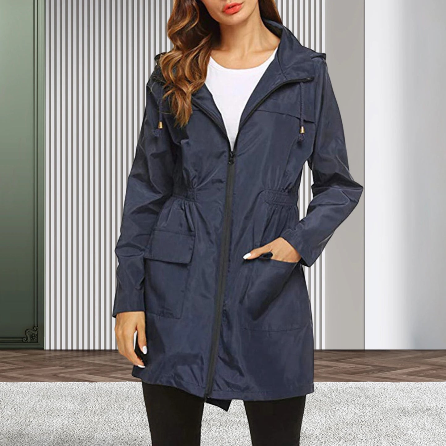 Women Zipper Hooded Raincoat Foldable and Easy to Carry for Adults Teenagers Women Men Peaceful Pleasures Health and Wellness