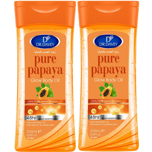 DR.DAVEY Papaya Glow Body Oil 2×200ml | Moisturizing Skin Oil Body Moisturizer Oil Oasis Select
