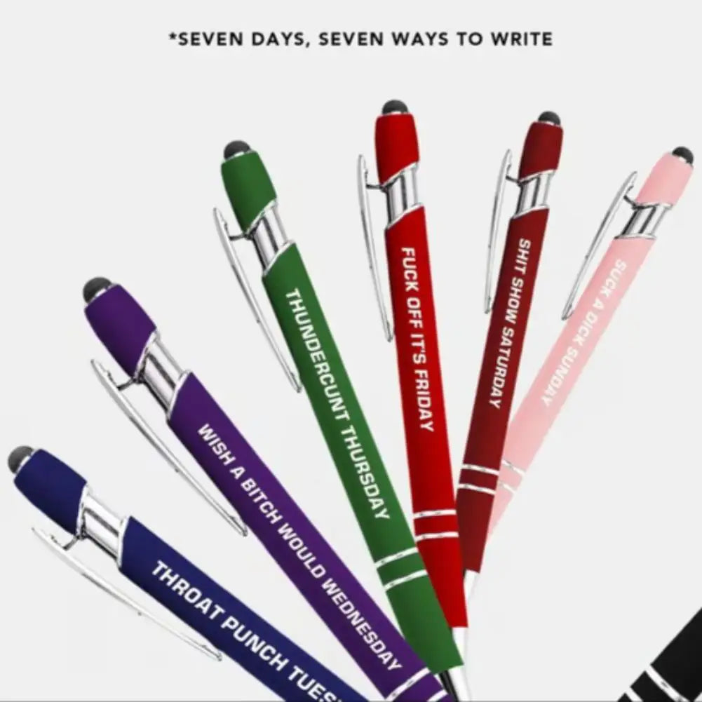 Fun Stress-Relieving Daily Quotes Metal Plastic Ballpoint Pen Set Smooth Writing Office School Supplies Creative Stationery Kit Peaceful Pleasures Health and Wellness