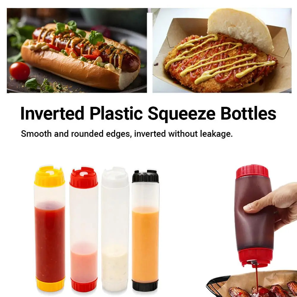 Dual-Head Leakproof Squeeze Sauce Bottle – Inverted Condiment Dispenser 400ml Peaceful Pleasures Health and Wellness