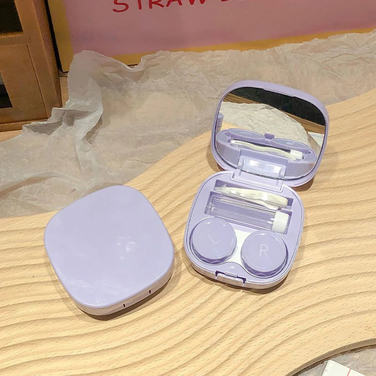 Simple macaroon contact lens box Cosmetic Contact Lenses box portable compact high value storage box, practical and simple Peaceful Pleasures Health and Wellness Purple