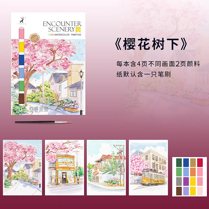 Watercolor Coloring Book Decompression Drawing Doodle Cartoon