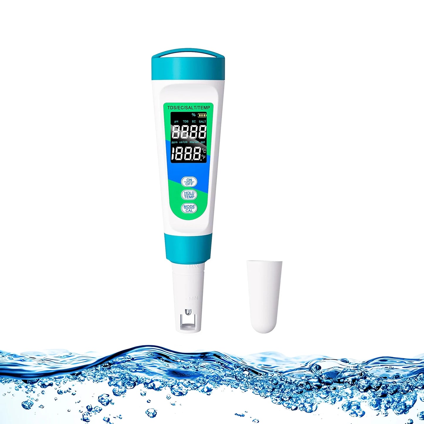 Pocket-Sized Water Tester - 4-in-1 for TDS EC Salinity Temp, Portable Water Quality Analyzer for Home, Pool, and Aquarium Peaceful Pleasures Health and Wellness