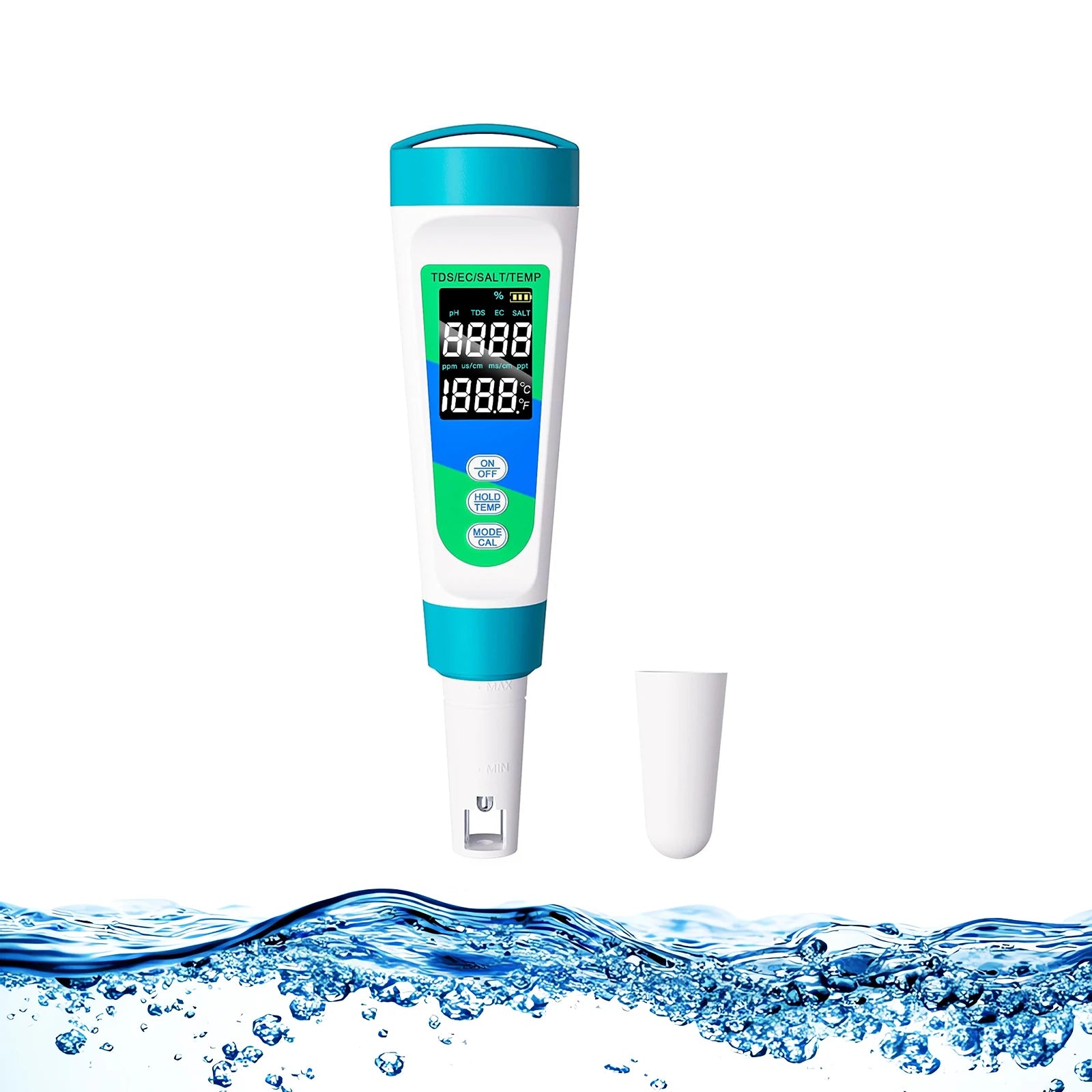 Pocket-Sized Water Tester - 4-in-1 for TDS EC Salinity Temp, Portable Water Quality Analyzer for Home, Pool, and Aquarium Peaceful Pleasures Health and Wellness