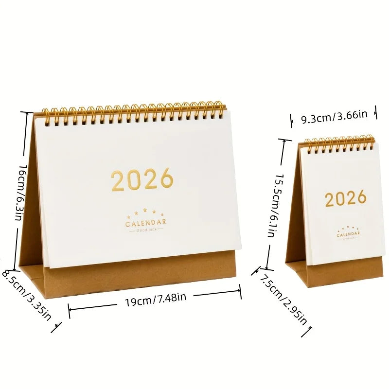 2025-2026 Vintage Desk Calendar | Bilingual Monthly Planner