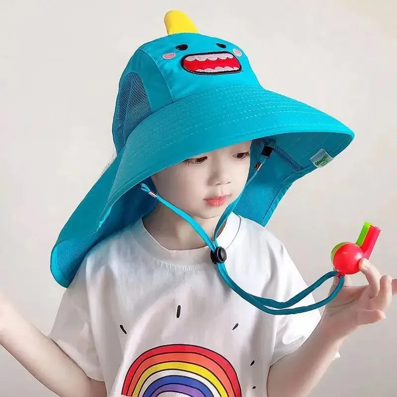 Kids UPF 50+ Sun Hat Wide Brim Neck Flap | Beach Summer Cap