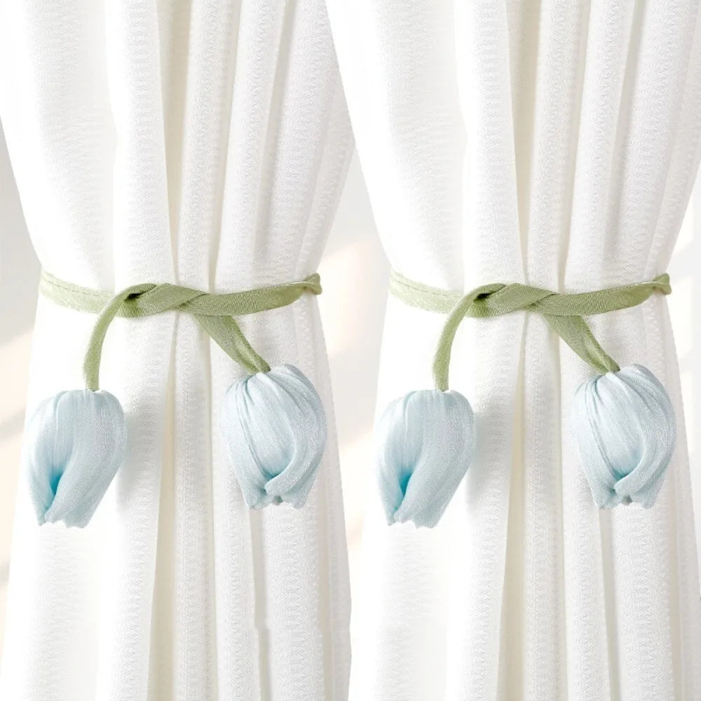 Tulip Curtain Tiebacks | Adjustable Cotton Tie Rope, Set of 2
