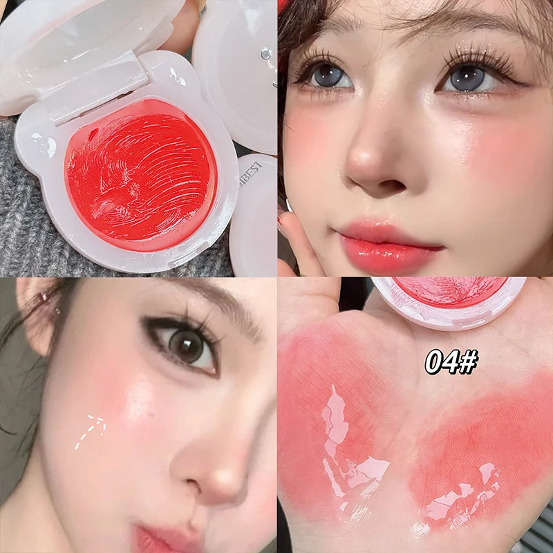 QIBEST Monochrome Blush Hydrating Cream Vitality Girl Nude Makeup Natural Smudge Blush Palette Cheek Tint Highlighter For Face Peaceful Pleasures Health and Wellness 04