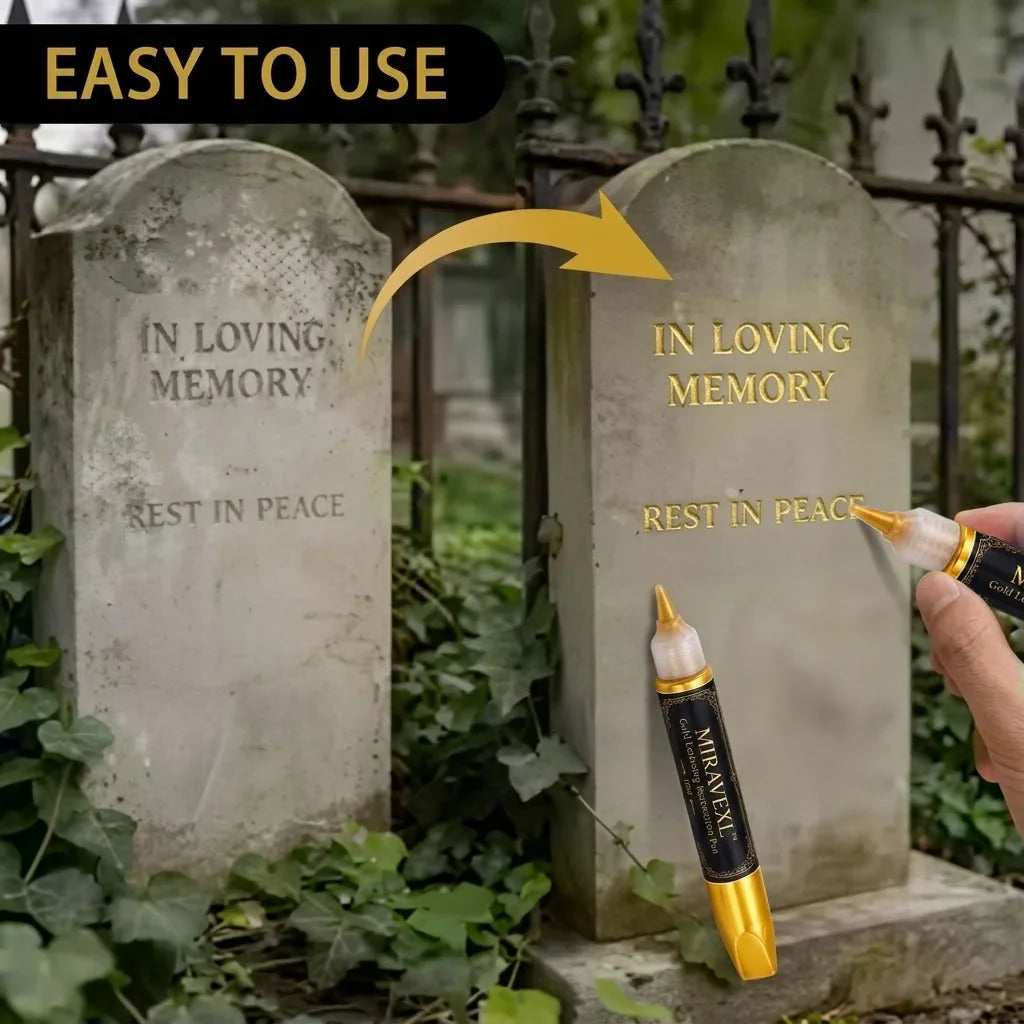 Gold Headstone Restoration Marker & Brush Set – 10ml