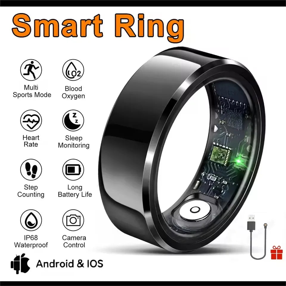 2026 Smart Ring Blood Pressure Heart Rate Sleep Monitoring Smartring IP68 & 5ATM Waterproof Multi-sport Mode Smartring Man Women Peaceful Pleasures Health and Wellness Black 13