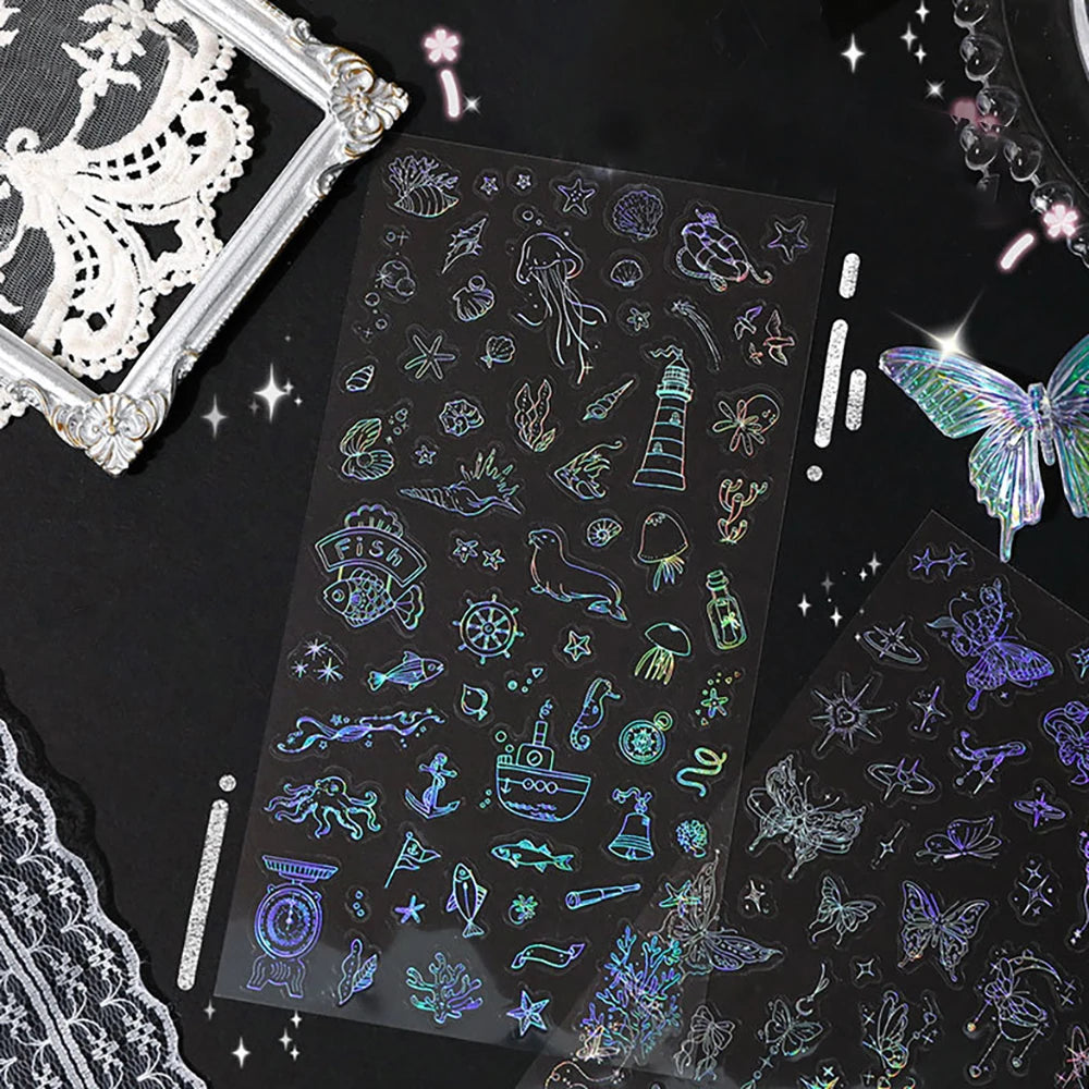 Creative Silver Stamping Colorful Stickers Retro Laser DIY Account