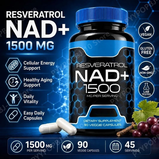 Liposomal NAD+ 1200mg & Trans-Resveratrol 300mg | 90 Vegan Caps Liposomal Supplement Peaceful Pleasures Health and Wellness