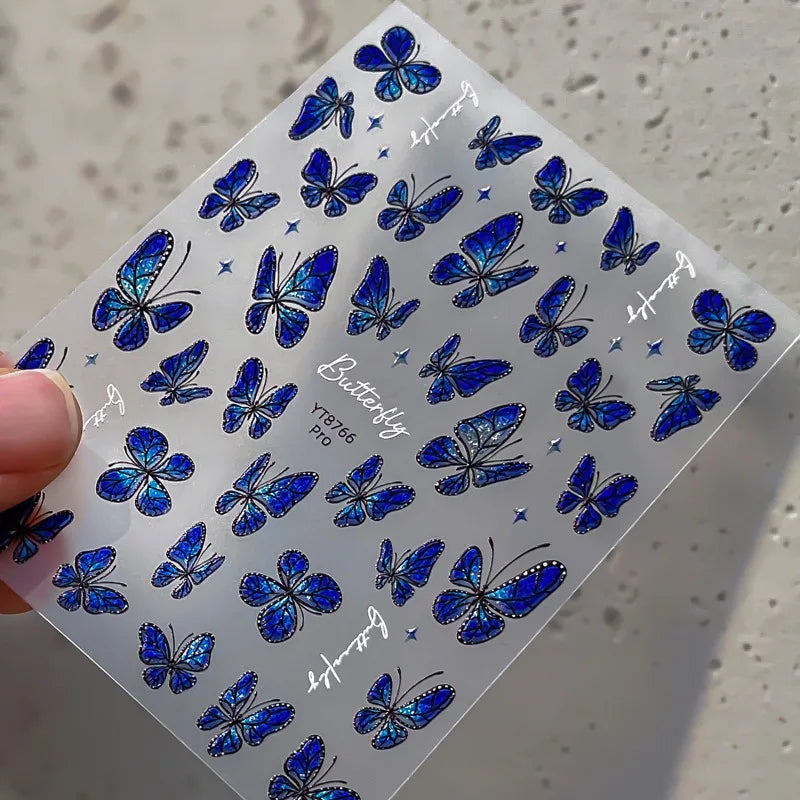 3D Holographic Butterfly Nail Stickers | Iridescent Aurora Decals