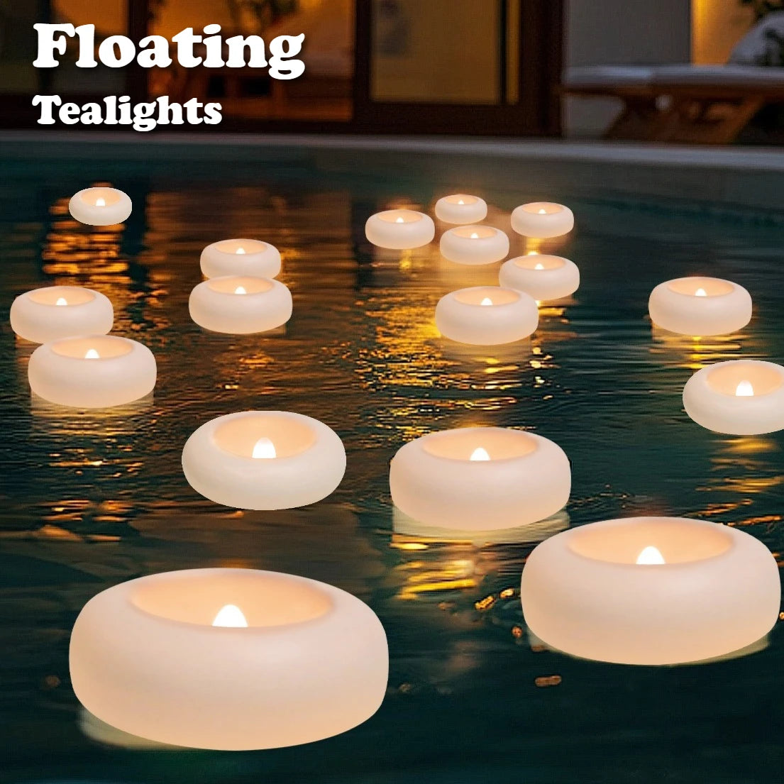 Flameless LED Floating Candles Battery Operated Tealights Romantic Warm White Light for Pool Bathtub Hot Bath Wedding Centerpiec Peaceful Pleasures Health and Wellness