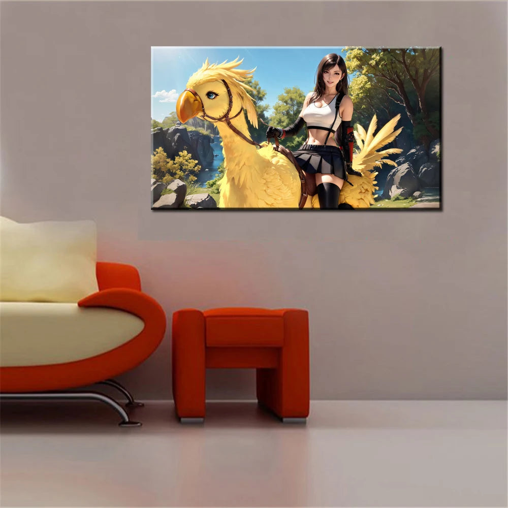 Tifa Lockhart Canvas Wall Art | FF7 Game Poster Home Decor Canvas Wall Art Peaceful Pleasures Health and Wellness