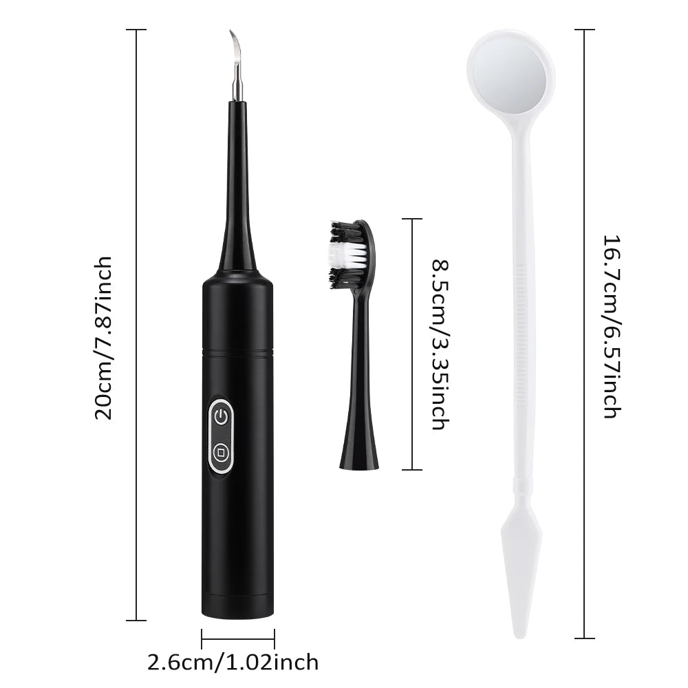 Electric Dental Scaler with Teeth Brush Head Calculus Tartar Remover Vibration Teeth Plaque Cleaner Oral Care Improve Odor Peaceful Pleasures Health and Wellness