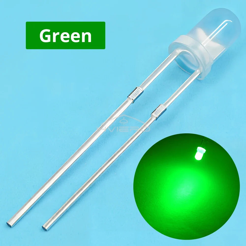 100PCS 3mm Diffused LED Diode Bulbs – 6 Colors | DIY & Decor