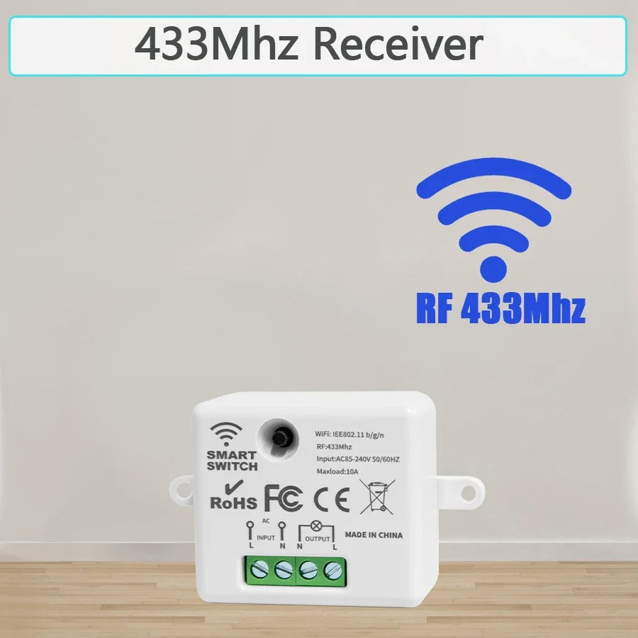 Wireless Light Switch Receiver RF 433MHz Remote Control Light 1/2/3 Gang Wall Panel Switch for LED Light Bulb Chandelier 10A Peaceful Pleasures Health and Wellness 433Mhz Receiver
