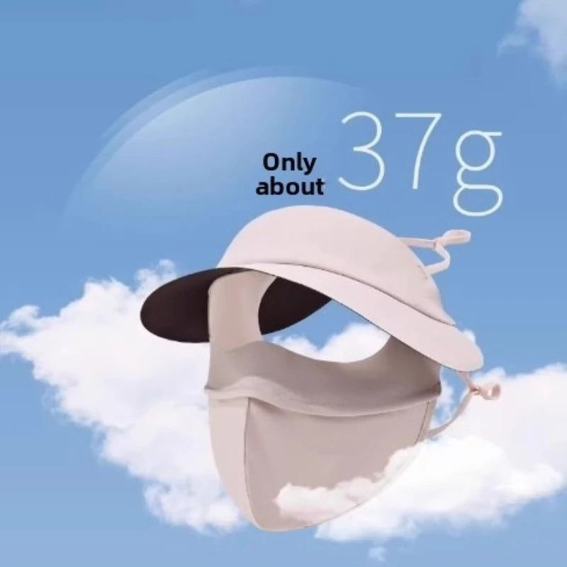 Summer UV protection Polyester Ice Silk Mask Portable Sunshade Breathable Sunscreen Mask Outdoor With Brim Sun Protection Hats Peaceful Pleasures Health and Wellness