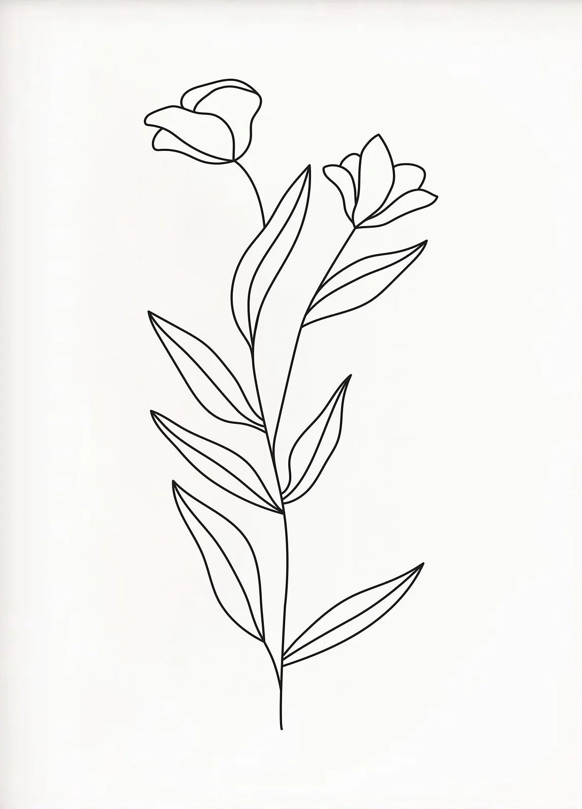 Minimalist Botanical Flower Bouquet Canvas Wall Art | Black & White