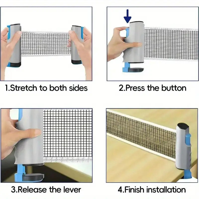 Retractable Ping Pong Net Portable Table Tennis Training Net Rack Universal Anywhere Practice Exercise Equipment Peaceful Pleasures Health and Wellness