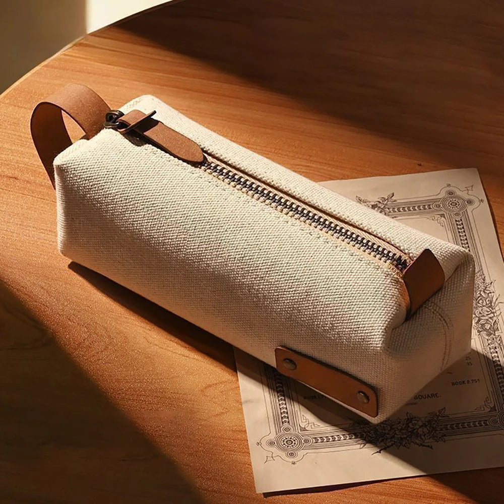 Handheld Student Portable Zipper Pencil Case Japanese Storage Bag