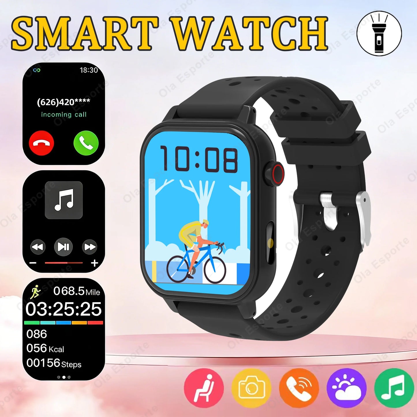 2026 New Multifunctional Smart Watch Men & Women Bluetooth Connected Phone Music Fitness Sports Bracelet Sleep Monitor watchHW12 Peaceful Pleasures Health and Wellness Black