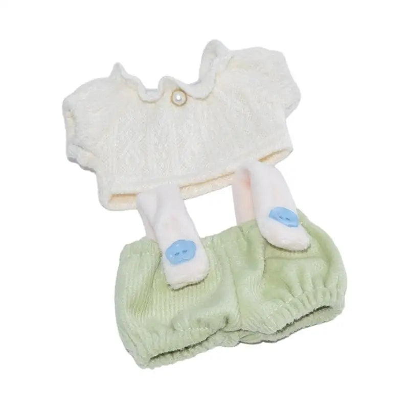 10cm Cotton Doll Outfit – Top & Overalls Fashion Clothes Set