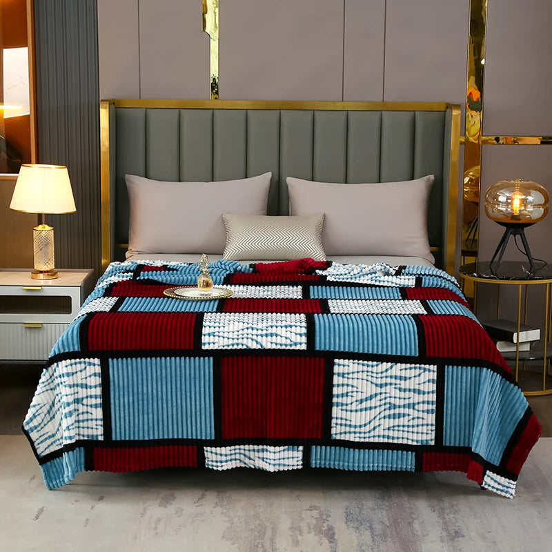 Plaid Fleece Bed Blankets Queen King Soft Lightweight Plush Fuzzy Blanket Lightweight Blanket for Travel Camping Bedspreads Peaceful Pleasures Health and Wellness