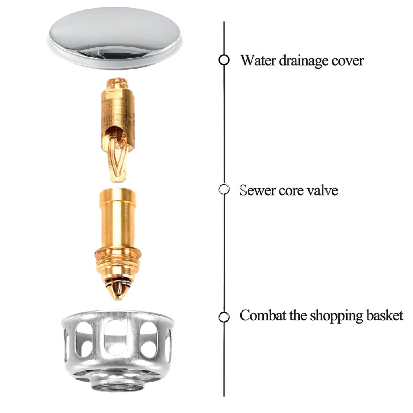 Replacement Sink Basin Waste Plug Click Clack Push Button Bathroom Up