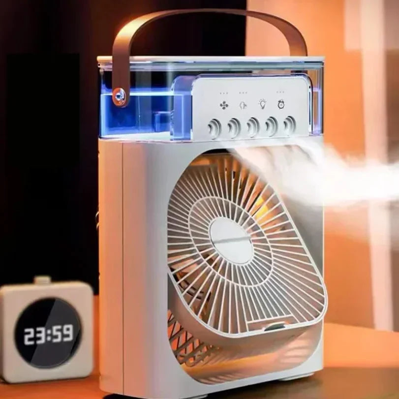 3-in-1 Portable Air Cooler Fan | LED Night Light & Humidifier