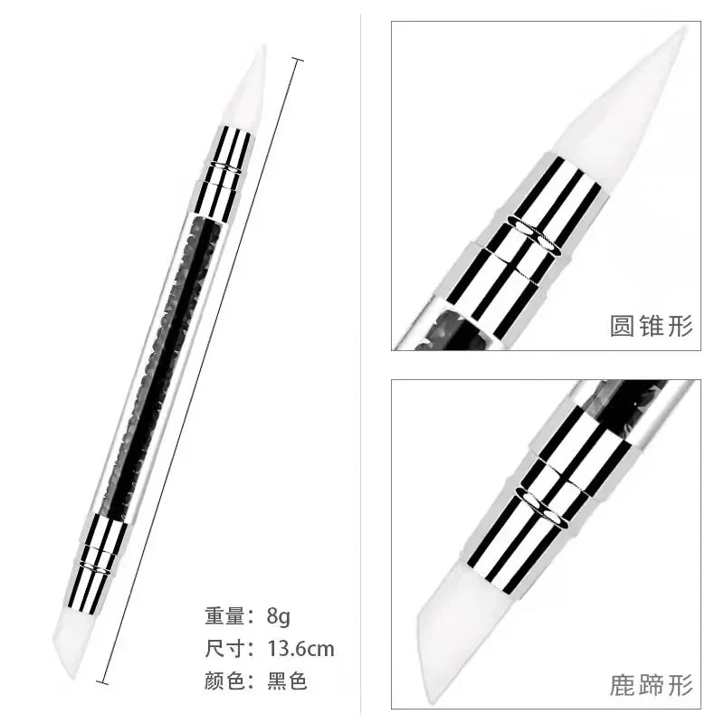 Silicone Nail Art Sculpture Pen for Emboss Carving Craft Polish Manicure, Dual Heads, Acrylic Handle, 1Pcs Peaceful Pleasures Health and Wellness China Mainland BF35-0033