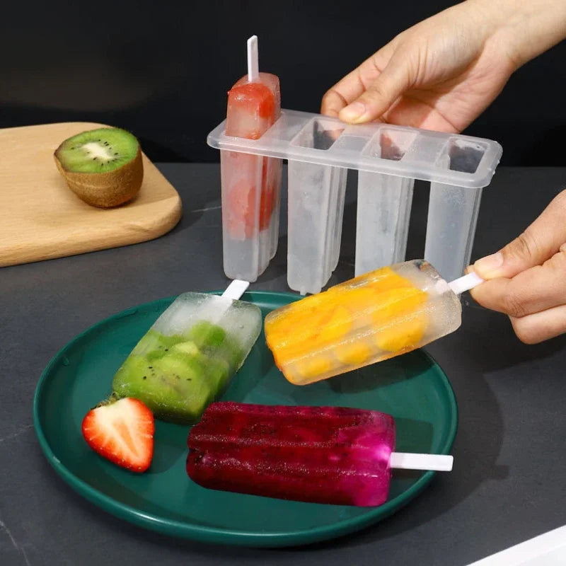 4-Compartment Popsicle Molds with Lid – DIY Ice Cream Maker